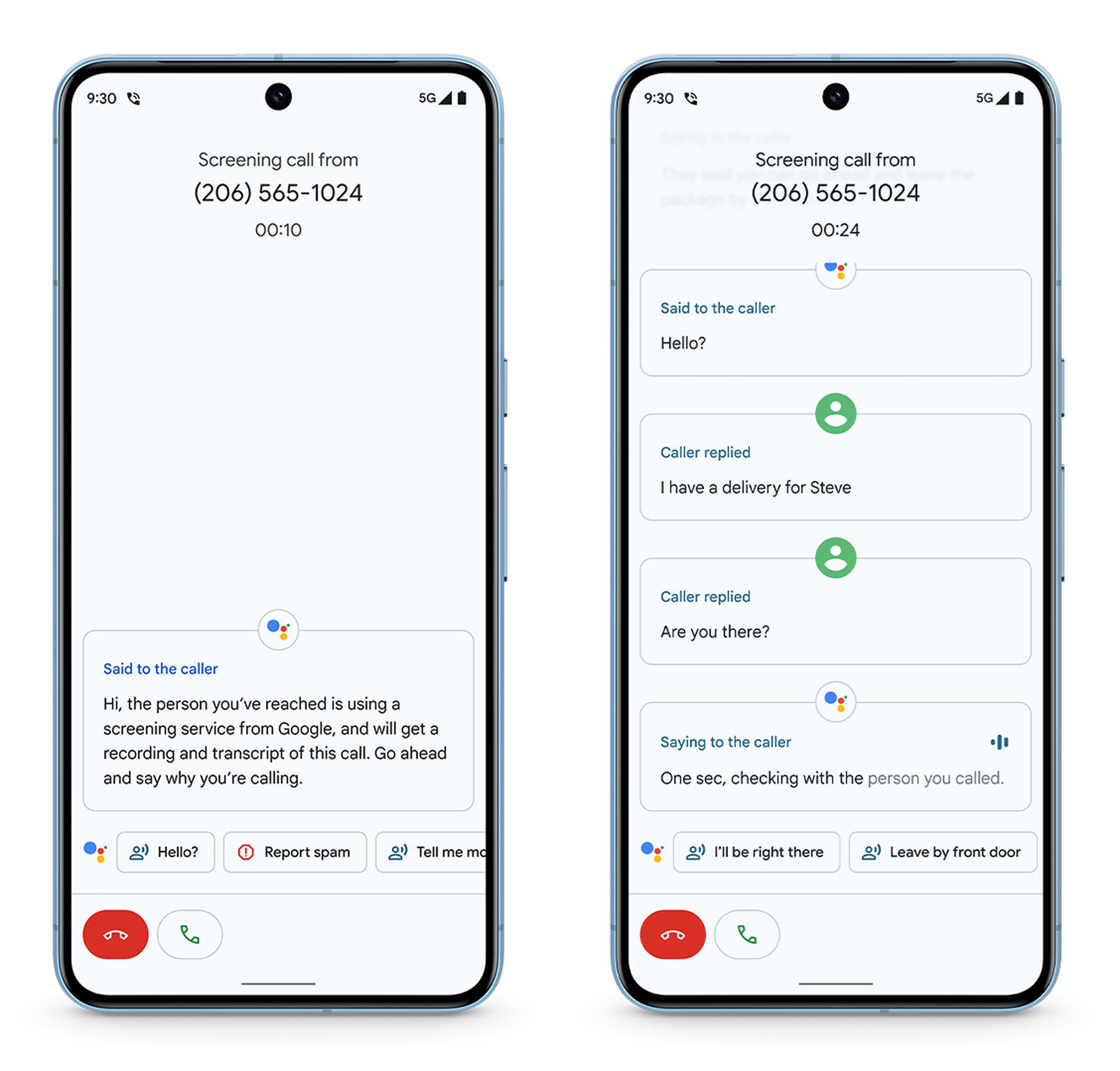 Некоторые из текущих возможностей инструмента «Call Screen» от Google