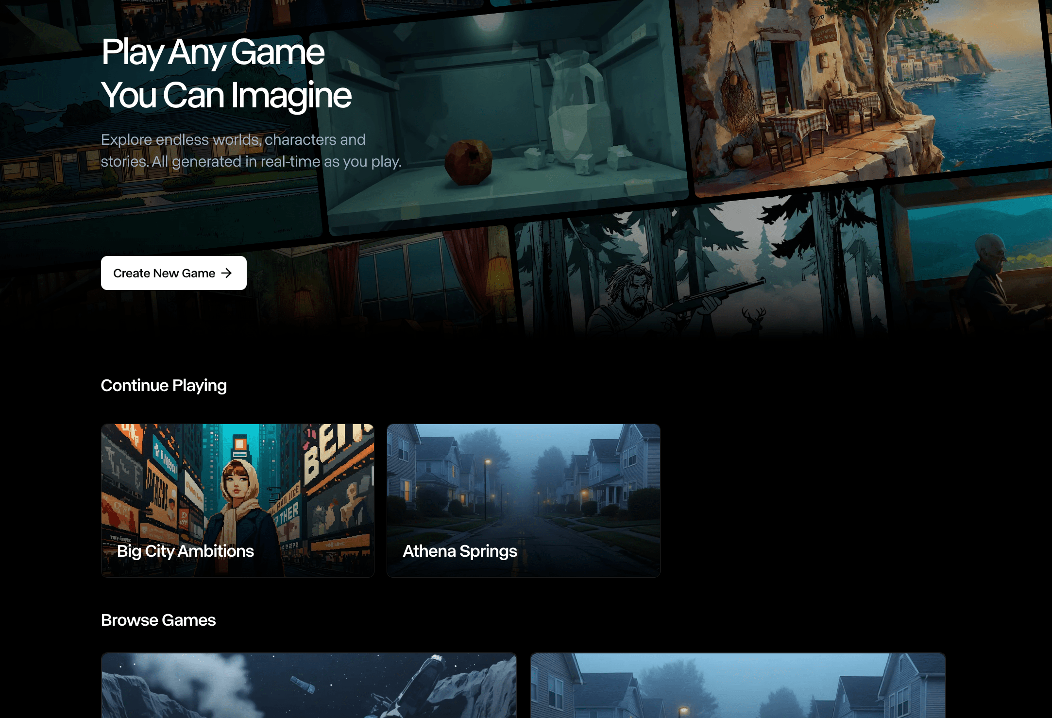 A screenshot of Runway Games.